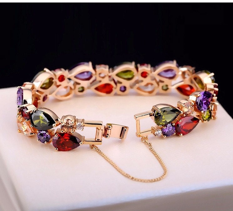 18K Gold Plated Multicolor Cubic Zirconia Bracelet - DMC Collection