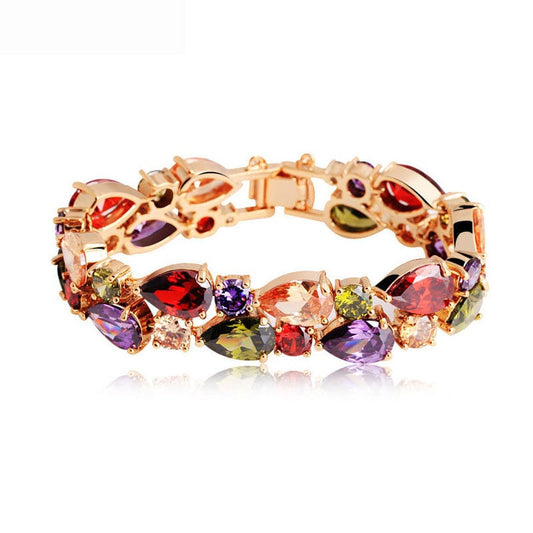 18K Gold Plated Multicolor Cubic Zirconia Bracelet - DMC Collection