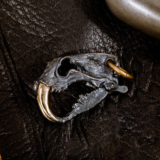 Sterling 925 Silver Saber-Tooth Tiger Skull Pendant