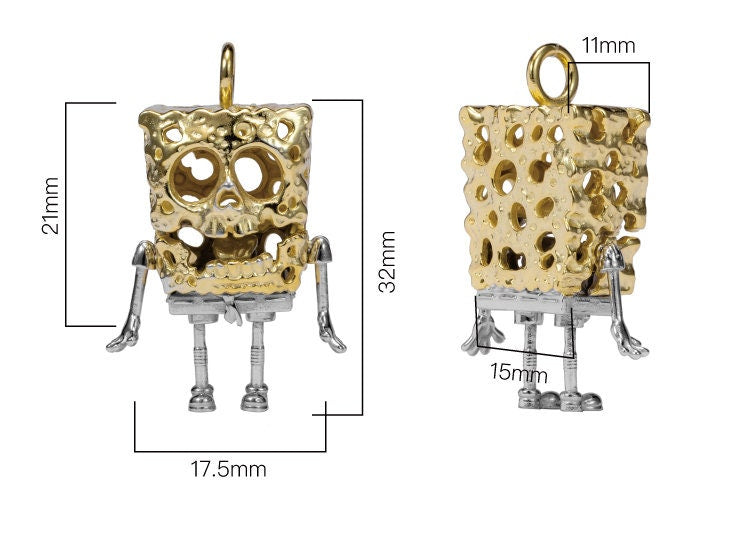 Skeleton SpongeBob 18K Gold Plated Silver Necklace