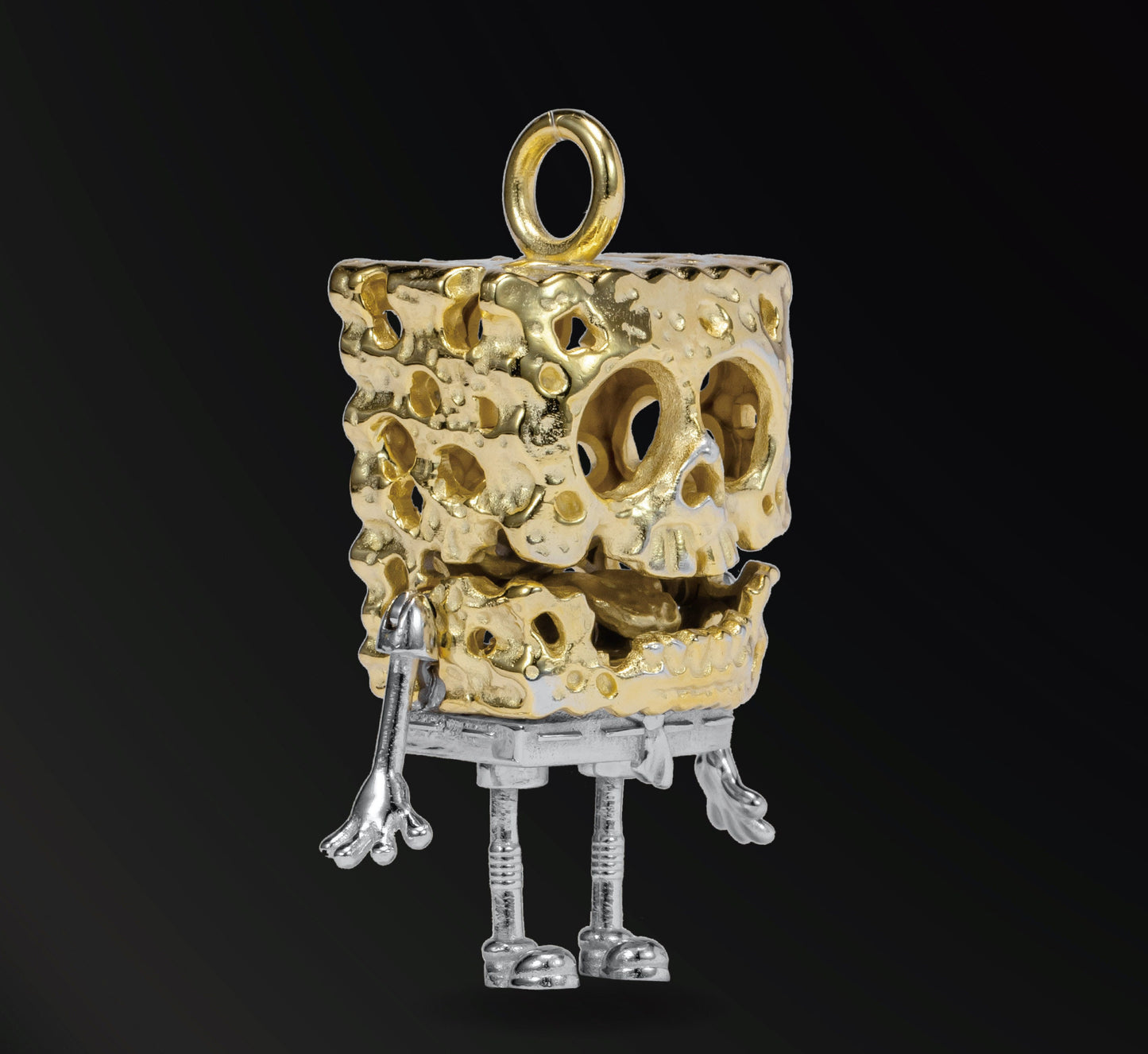 Skeleton SpongeBob 18K Gold Plated Silver Necklace