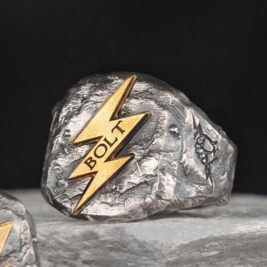 Wrath of Zeus Lightning Bolt S925 Ring Vintage Gothic Ring