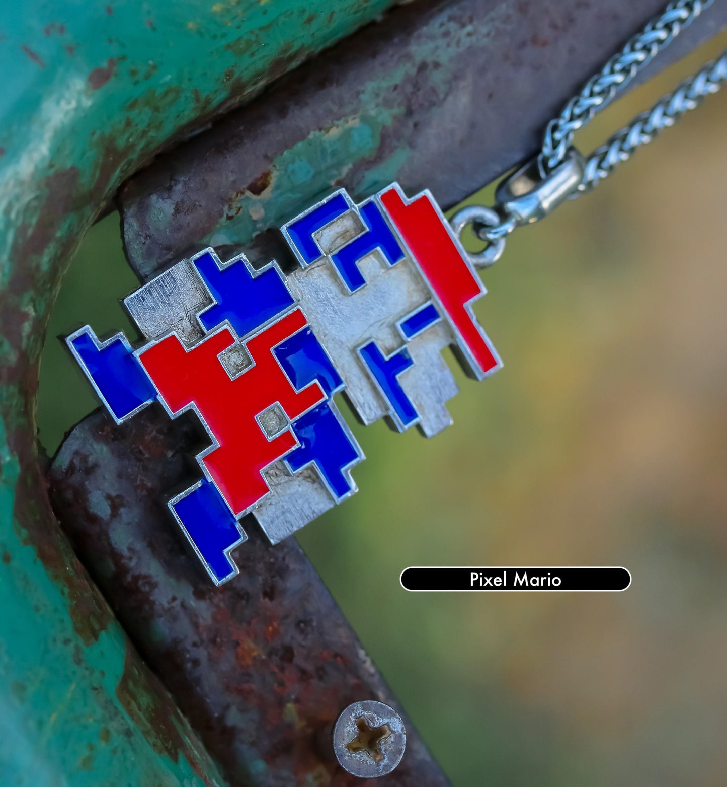 Retro 8 Bit NES S925 Silver Super Mario Pendant Necklace