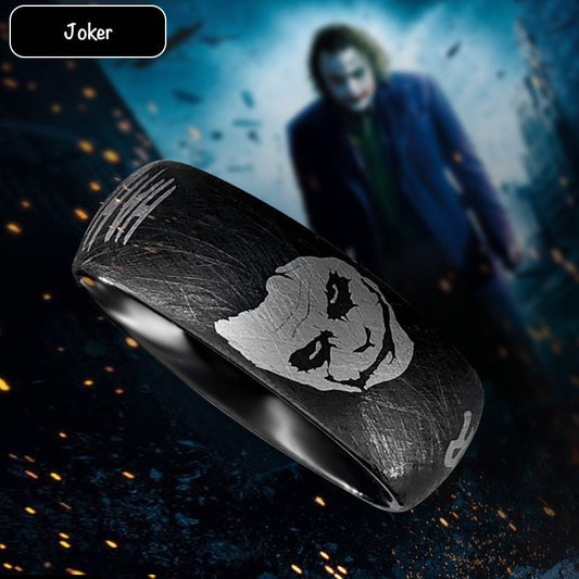 Black 857 Tungsten Custom Ring in DC Joker Theme
