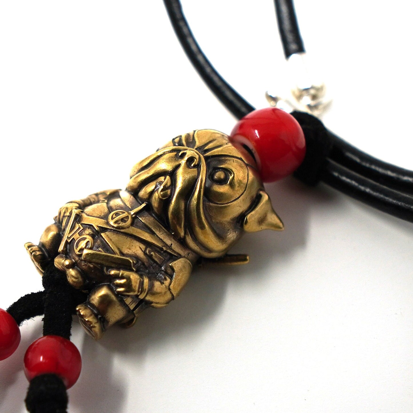 S925 Silver Deadpool Bulldog Enamel bead pendant necklace