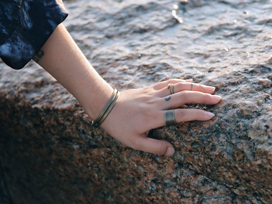 Retro Brass Minimalist Index Finger Ring Unisex