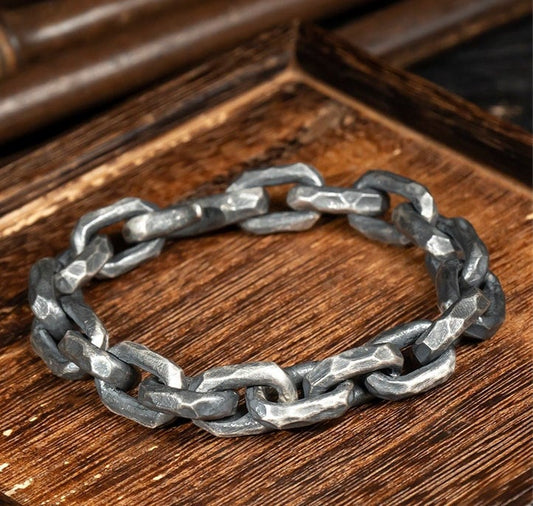 S999 Fine Silver Link Chain Bracelet The Mechanic Vintage Retro Bracelet